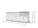 NewAge Outdoor Kitchens Stainless Steel Louvered Doors 5-Piece Cabinet Set with with 3-Drawer, Bar, Grill Cabinet, Platinum Griddle and Countertop-74949-Garage Giant 