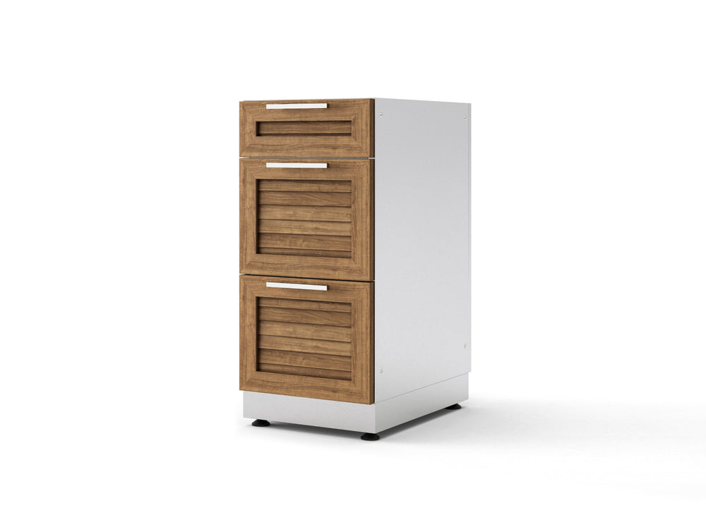 NewAge Outdoor Kitchens Stainless Steel Louvered Doors 16 in. 3-Drawer Cabinet | 65626