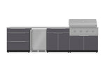 NewAge Outdoor Kitchens Aluminum 7-Piece Cabinet Set with 3-Drawer, Bar, Grill Cabinet, Performance Grill, Countertops and Fridge-66539-Garage Giant 