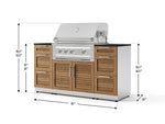 NewAge Outdoor Kitchens Outdoor Grill Island Stainless-Steel Louvered Doors 6-Piece Cabinet Set with 3 Drawers, Grill Cabinet, Platinum Grill and Dekton in Sirius Countertops - (Liquid Propane) 