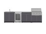 NewAge Outdoor Kitchens Aluminum 6-Piece Cabinet Set with Sink, Bar, Grill Cabinet, Performance Grill, Countertop and Fridge-66328-Garage Giant 