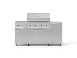 NewAge Outdoor Kitchens Outdoor Grill Island Stainless-Steel 6-Piece Cabinet Set with Casters and 1-Door, Grill Cabinet, Performance Grill, Side Burner and Dekton in Aeris Countertop - (Liquid Propane) 