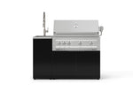 NewAge Outdoor Kitchens Outdoor Grill Island Aluminum 3-Piece Cabinet Set with Sink, Grill Cabinet, and Platinum Grill 
