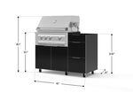 NewAge Outdoor Kitchens Outdoor Grill Island Aluminum 3-Piece Cabinet Set with Casters and 3-Drawer, Grill Cabinet and Platinum Grill - (Liquid Propane) 