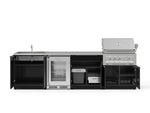 NewAge Outdoor Kitchens Aluminum 6-Piece Cabinet Set with Sink, Bar, Grill Cabinet, Platinum Grill, Countertop and Glass Door Fridge-71497-Garage Giant 