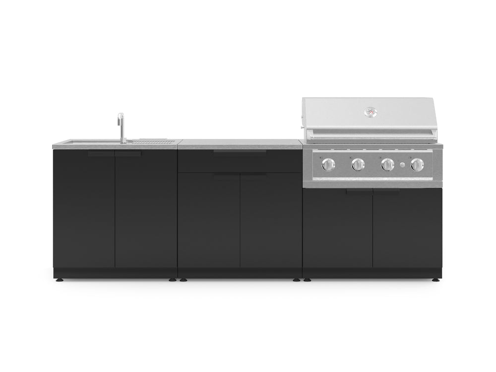NewAge Outdoor Kitchens Stainless-Steel 5-Piece Cabinet Set with Bar, Sink, Grill Cabinet, Performance Grill, and Countertop-67466-Garage Giant