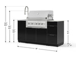 NewAge Outdoor Kitchens Outdoor Grill Island Aluminum 5-Piece Cabinet Set with Sink, 3 Drawer, Grill Cabinet, Platinum Grill and Stainless Steel Countertop - (Liquid Propane) 