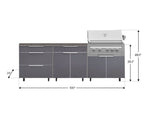 NewAge Outdoor Kitchens Aluminum 5-Piece Cabinet Set With Casters and 3 Drawer, Bar, Grill Cabinet, Platinum Grill, Countertop-72610-Garage Giant 