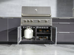 NewAge Outdoor Kitchens Outdoor Grill Island Aluminum 6-Piece Cabinet Set with 3 Drawers, Grill Cabinet, Platinum Grill and Dekton in Aeris Countertops - (Liquid Propane) 