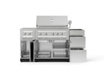 NewAge Outdoor Kitchens Outdoor Grill Island Stainless-Steel 5-Piece Cabinet Set with 3-Drawer, Grill Cabinet, Dual Side Burner and Platinum Grill - (Natural Gas) 