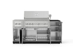 NewAge Outdoor Kitchens Outdoor Grill Island Stainless-Steel 6-Piece Cabinet Set with 1-Door, Grill Cabinet, Platinum Grill, Dual Side Burner and Dekton in Sirius Countertop - (Natural Gas) 