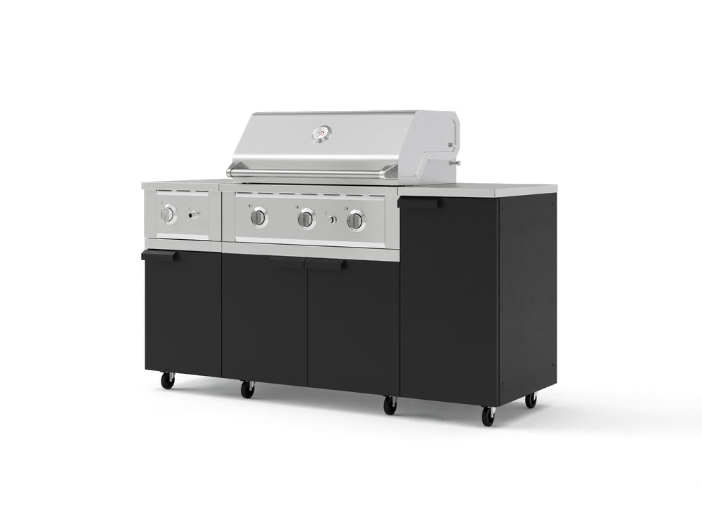 NewAge Outdoor Kitchens Outdoor Grill Island Stainless-Steel 6-Piece Cabinet Set with Casters and 1-Door, Grill Cabinet, Performance Grill, Side Burner, Countertop | 77370