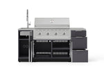 NewAge Outdoor Kitchens Outdoor Grill Island Aluminum 5-Piece Cabinet Set with Sink, 3 Drawer, Grill Cabinet, Performance Grill and Stainless Steel Countertop-75591-Garage Giant 