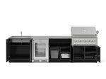 NewAge Outdoor Kitchens Aluminum 6-Piece Cabinet Set with Sink, Bar, Grill Cabinet, Platinum Grill, Countertop and Glass Door Fridge-71495-Garage Giant 