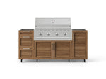 NewAge Outdoor Kitchens Outdoor Grill Island Stainless-Steel Louvered Doors 5-Piece Cabinet Set with Casters 1 Door, 3 Drawer, Grill Cabinet and Performance Grill - (Liquid Propane) 