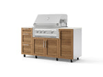 NewAge Outdoor Kitchens Outdoor Grill Island Stainless-Steel Louvered Doors 6-Piece Cabinet Set with Casters 1 Door, 3 Drawer, Grill Cabinet, Platinum Grill and Dekton in Aeris Countertops - (Liquid Propane) | Garage Giant 