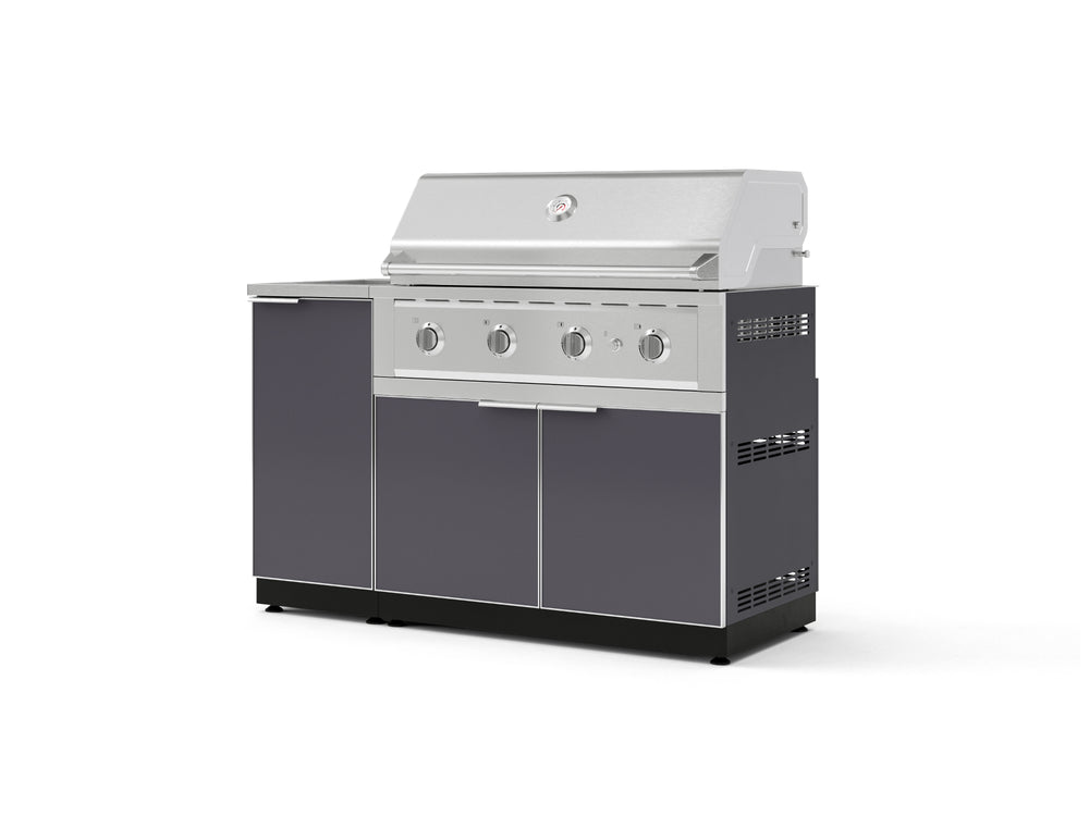 NewAge Outdoor Kitchens Outdoor Grill Island Aluminum 3-Piece Cabinet Set with Sink, Grill Cabinet and Performance Grill-73949-Garage Giant