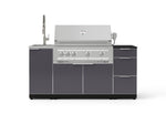 NewAge Outdoor Kitchens Outdoor Grill Island Aluminum 5-Piece Cabinet Set with Sink, 3 Drawer, Grill Cabinet, Platinum Grill and Stainless Steel Countertop - (Liquid Propane) 