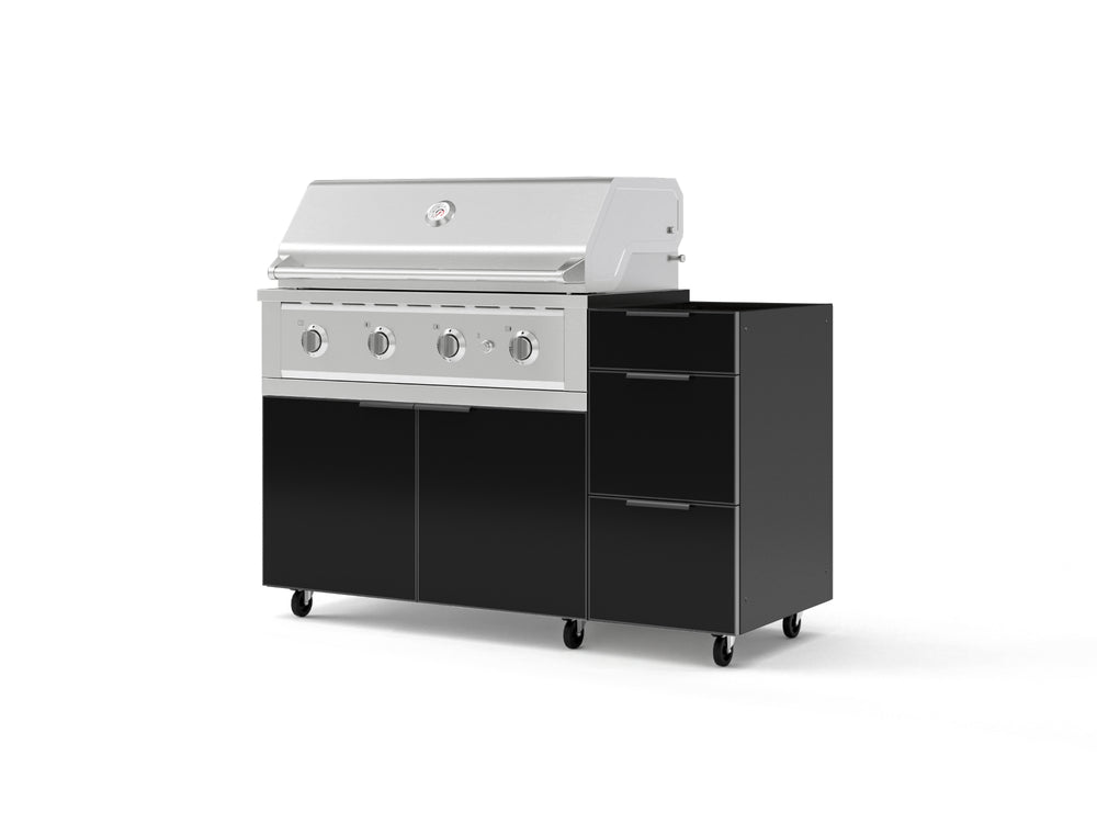 NewAge Outdoor Kitchens Outdoor Grill Island Aluminum 3-Piece Cabinet Set with Casters and 3-Drawer, Grill Cabinet and Performance Grill - (Liquid Propane) | Garage Giant