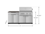 NewAge Outdoor Kitchens Stainless-Steel 4-Piece Cabinet Set with Bar, Grill Cabinet, Platinum Grill, and Countertop 