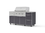 NewAge Outdoor Kitchens Outdoor Grill Island Aluminum 6-Piece Cabinet Set with Casters and 3-Drawer, Grill Cabinet, Performance Grill, Side Burner, Countertop-74872-Garage Giant 
