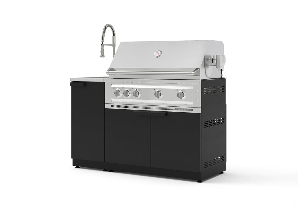NewAge Outdoor Kitchens Outdoor Grill Island Stainless-Steel 3-Piece Cabinet Set with Sink, Grill Cabinet, and Platinum Grill | 76362