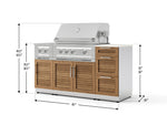 NewAge Outdoor Kitchens Outdoor Grill Island Stainless-Steel Louvered Doors 6-Piece Cabinet Set with 3-Drawer, Grill Cabinet, Platinum Grill, Dual Side Burner and Dekton in Aeris Countertop - (Liquid Propane) 
