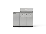 NewAge Outdoor Kitchens Outdoor Grill Island Stainless-Steel 3-Piece Cabinet Set with Sink, Grill Cabinet and Performance Grill-73956-Garage Giant 