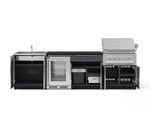 NewAge Outdoor Kitchens Aluminum 6-Piece Cabinet Set with Sink, Bar, Grill Cabinet, Platinum Grill, Countertop and Fridge-71991-Garage Giant 