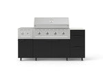 NewAge Outdoor Kitchens Outdoor Grill Island Stainless-Steel 6-Piece Cabinet Set with Casters and 3-Drawer, Grill Cabinet, Performance Grill, Side Burner and Dekton in Aeris Countertop - (Liquid Propane) 