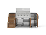 NewAge Outdoor Kitchens Outdoor Grill Island Stainless-Steel Louvered Doors 6-Piece Cabinet Set with Casters 1 Door, 3 Drawer, Grill Cabinet, Performance Grill and Dekton in Sirius Countertops - (Liquid Propane) 