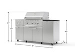 NewAge Outdoor Kitchens Outdoor Grill Island Stainless-Steel 6-Piece Cabinet Set with Casters and 1-Door, Grill Cabinet, Performance Grill, Side Burner and Dekton in Sirius Countertop - (Liquid Propane) 