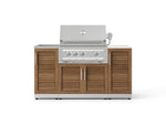 NewAge Outdoor Kitchens Outdoor Grill Island Stainless-Steel 5-Piece Cabinet Set with Sink, 1 Door, Grill Cabinet, Platinum Grill and Stainless Steel Countertop - (Liquid Propane) 