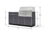 NewAge Outdoor Kitchens Aluminum 4-Piece Cabinet Set with Bar, Grill Cabinet, Performance Grill and Countertop - (Liquid Propane) 