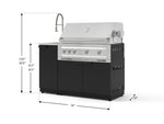 NewAge Outdoor Kitchens Outdoor Grill Island Stainless-Steel 3-Piece Cabinet Set with Sink, Grill Cabinet, and Platinum Grill 