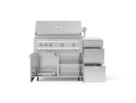 NewAge Outdoor Kitchens Outdoor Grill Island Stainless-Steel 4-Piece Cabinet Set with Casters and 3-Drawer, Grill Cabinet, Platinum Grill and Dekton in Aeris Countertop - (Liquid Propane) 