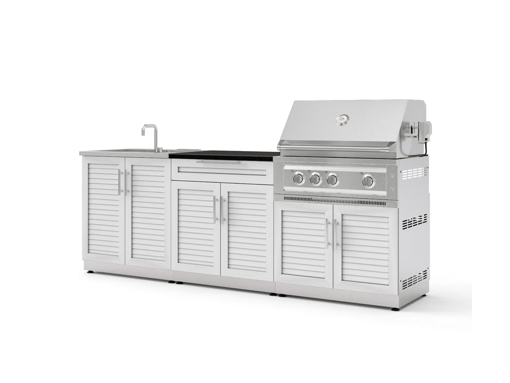 NewAge Outdoor Kitchens Stainless-Steel 5-Piece Cabinet Set with Bar, Sink, Grill Cabinet, Platinum Grill, and Countertop-73405-Garage Giant