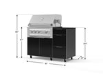 NewAge Outdoor Kitchens Outdoor Grill Island Aluminum 4-Piece Cabinet Set with Casters and 3-Drawer, Grill Cabinet, Platinum Grill and Dekton in Sirius Countertop - (Liquid Propane) 