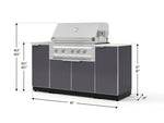 NewAge Outdoor Kitchens Outdoor Grill Island Aluminum 5-Piece Cabinet Set with Sink, 1 Door, Grill Cabinet, Platinum Grill and Stainless Steel Countertop - (Liquid Propane) 