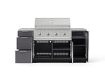 NewAge Outdoor Kitchens Outdoor Grill Island Aluminum 6-Piece Cabinet Set with 1 Door, 3 Drawer, Grill Cabinet, Performance Grill and Countertops-74679-Garage Giant 