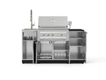 NewAge Outdoor Kitchens Outdoor Grill Island Stainless-Steel 5-Piece Cabinet Set with Sink, 1 Door, Grill Cabinet, Platinum Grill and Stainless Steel Countertop - (Liquid Propane) 
