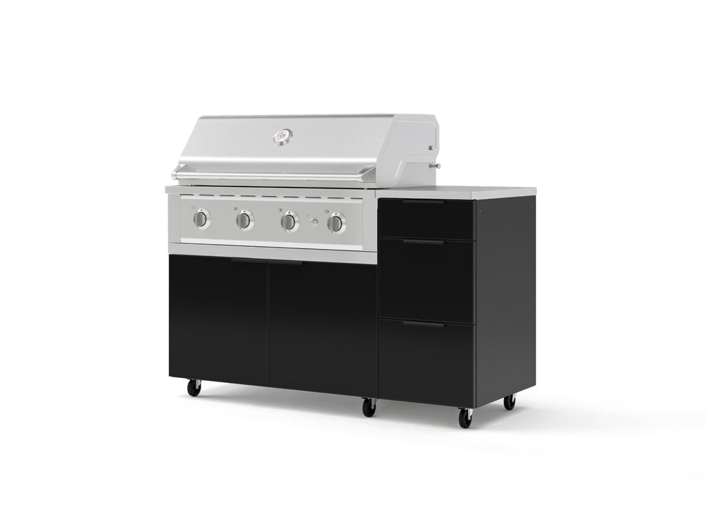 NewAge Outdoor Kitchens Outdoor Grill Island Aluminum 4-Piece Cabinet Set with Casters and 3-Drawer, Grill Cabinet, Performance Grill, Countertop | 78116