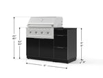 NewAge Outdoor Kitchens Outdoor Grill Island Aluminum 4-Piece Cabinet Set with 3-Drawer, Grill Cabinet, Performance Grill and Countertop - (Natural Gas) 