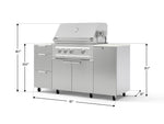 NewAge Outdoor Kitchens Outdoor Grill Island Stainless-Steel 6-Piece Cabinet Set with Casters 1 Door, 3 Drawer, Grill Cabinet, Platinum Grill and Dekton in Aeris Countertops - (Liquid Propane) 