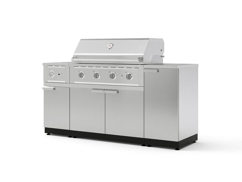 NewAge Outdoor Kitchens Outdoor Grill Island Stainless-Steel 6-Piece Cabinet Set with 1-Door, Grill Cabinet, Performance Grill, Side Burner and Countertop-73997-Garage Giant