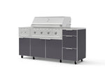 NewAge Outdoor Kitchens Outdoor Grill Island Aluminum 6-Piece Cabinet Set with Casters and 3-Drawer, Grill Cabinet, Performance Grill, Side Burner, Countertop-74874-Garage Giant 