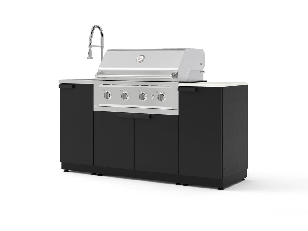 NewAge Outdoor Kitchens Outdoor Grill Island Stainless-Steel 5-Piece Cabinet Set with Sink, 1 Door, Grill Cabinet, Performance Grill and Stainless Steel Countertop - (Liquid Propane) | Garage Giant