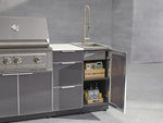 NewAge Outdoor Kitchens Outdoor Grill Island Aluminum 5-Piece Cabinet Set with Sink, 3 Drawer, Grill Cabinet, Platinum Grill and Stainless Steel Countertop - (Natural Gas) 
