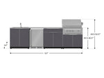 NewAge Outdoor Kitchens Aluminum 6-Piece Cabinet Set with Sink, Bar, Grill Cabinet, Platinum Grill, Countertop and Fridge-66316-Garage Giant 