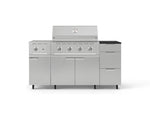 NewAge Outdoor Kitchens Outdoor Grill Island Stainless-Steel 6-Piece Cabinet Set with Casters and 3-Drawer, Grill Cabinet, Performance Grill, Side Burner and Dekton in Sirius Countertop - (Liquid Propane) 